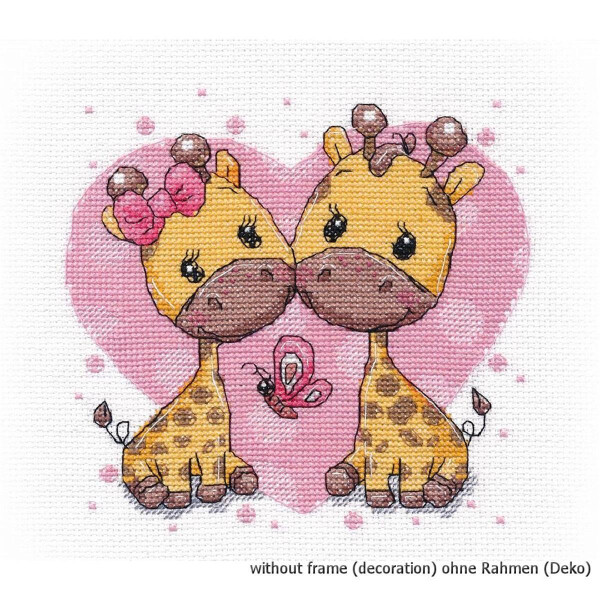 Oven counted cross stitch kit "Giraffes in love", 15x15cm, DIY