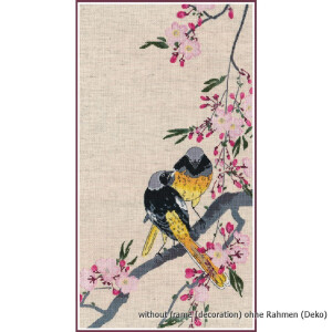 Oven counted cross stitch kit "Redstart on a cherry...