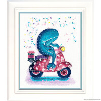 Oven counted cross stitch kit "Motorcyclist", 21x16cm, DIY
