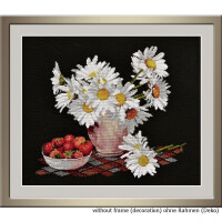 Oven counted cross stitch kit "Daisies on black", 34x30cm, DIY