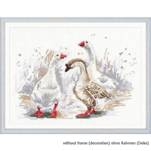 Oven counted cross stitch kit "Three merry goose", 27x19cm, DIY