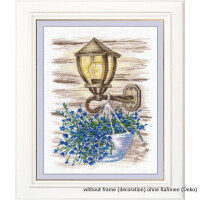 Oven counted cross stitch kit "Lantern with fiowers", 17x22cm, DIY