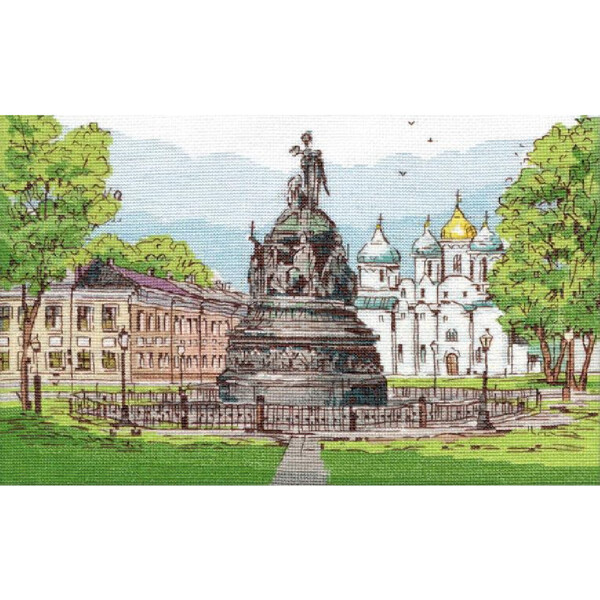 Ensemble de points de croix au four "Monument du Millénaire de Russie", modèle de comptage, 29x20cm