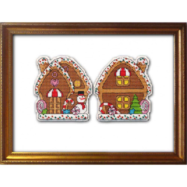 Oven counted cross stitch kit "Christmas bauble. Gingerbread house", 7,6x8,3cm, DIY
