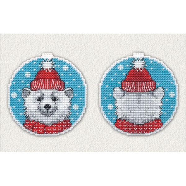 Oven counted cross stitch kit "Christmas bauble. Bear", 8,4x8,8cm, DIY