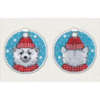Oven counted cross stitch kit "Christmas bauble. Bear", 8,4x8,8cm, DIY