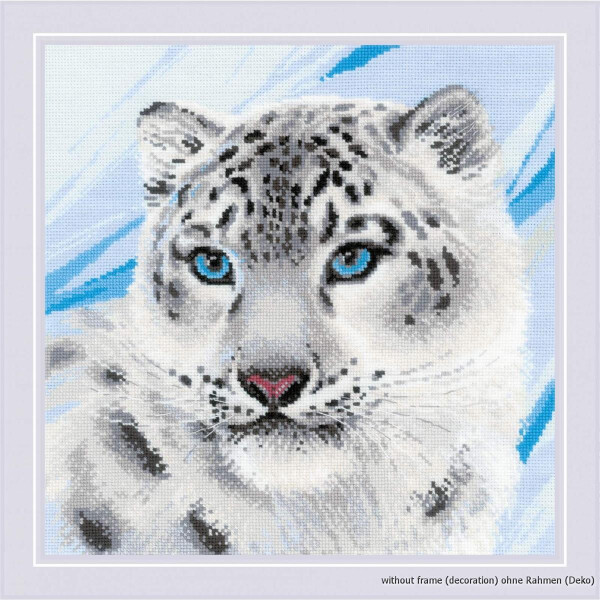 Riolis Set punto croce "Leopardo delle nevi", modello numerato, 30x30cm