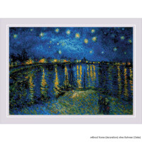 Riolis Ensemble de points de croix "Nuit étoilée sur le Rhône daprès le tableau de Van Gogh", modèle numérique, 38x26cm