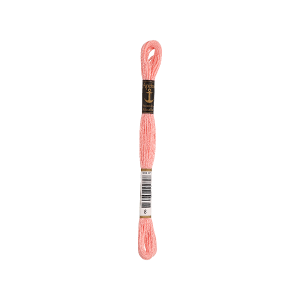Anchor мулине 8m, лососево-розовый, Хлопок,  цвет 08, 6-ниточный