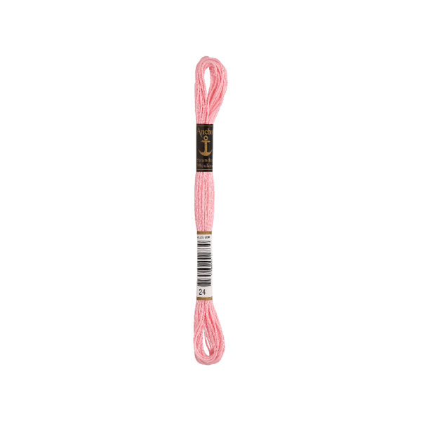 Anchor Bordado twist 8m, rosa, algodón, color 24, 6-hilos