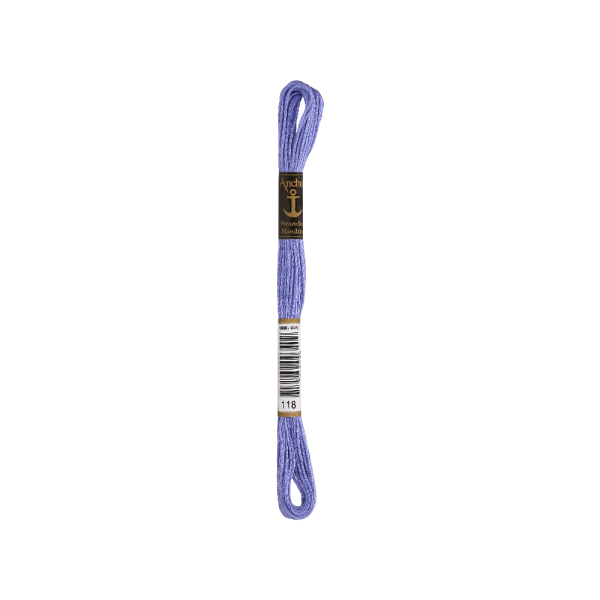 Anchor Torsade adhésive 8m, bleu prune, coton, couleur 118, 6 fils