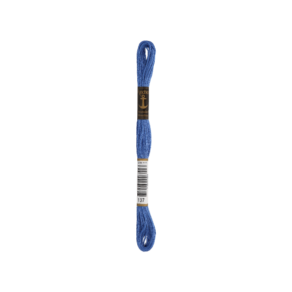 Anchor мулине 8m, средне-синий, Хлопок,  цвет 137, 6-ниточный