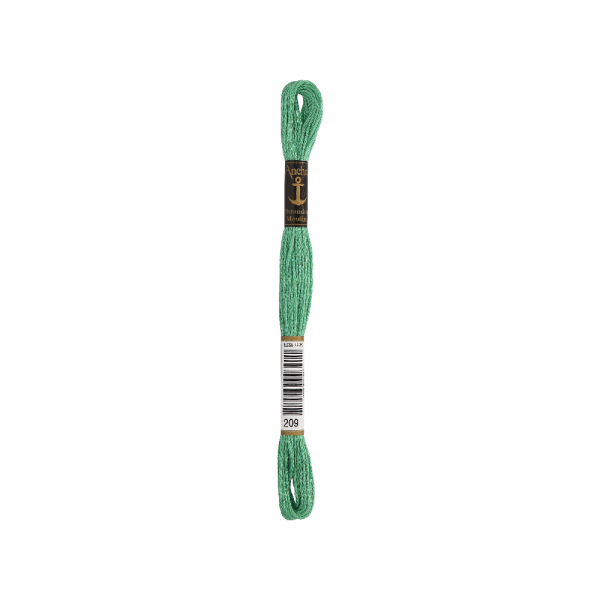 Anchor мулине 8m, лягушачий зелёный, Хлопок,  цвет 209, 6-ниточный