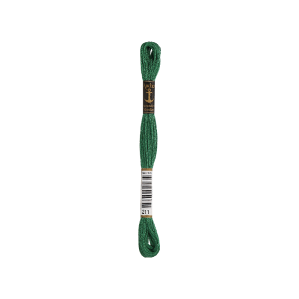 Anchor Sticktwist 8m, bush groen, katoen, kleur 211, 6-draads