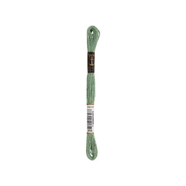 Anchor Broderie torsadée 8m, vert sauge, coton, couleur 215, 6 fils
