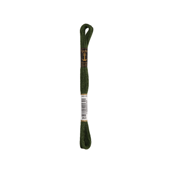 Anchor Sticktwist 8m, verde loden, cotone, colore 263, 6 fili