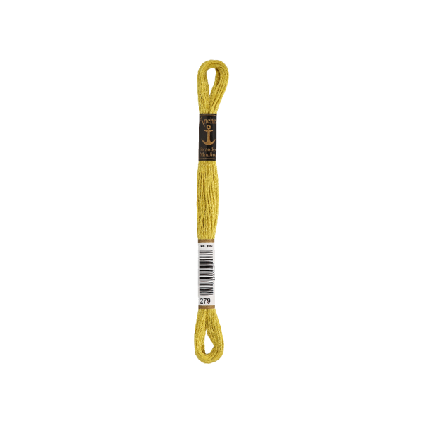 Anchor Sticktwist 8m, geelgroen, katoen, kleur 279, 6-draads