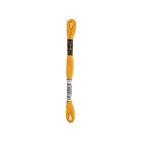 Anchor Bordado twist 8m, amarillo latón, algodón, color 306, 6-hilos