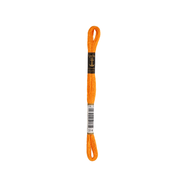 Anchor Sticktwist 8m, mandarin, Baumwolle, Farbe 314, 6-fädig
