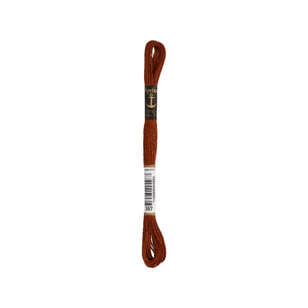 Anchor Sticktwist 8m, notenbruin, katoen, kleur 357, 6-draads