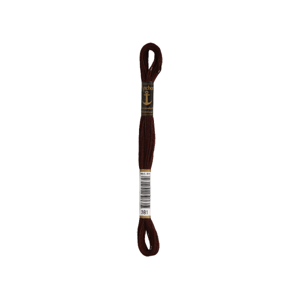 Anchor Bordado twist 8m, marrón oscuro, algodón, color 381, 6-hilos