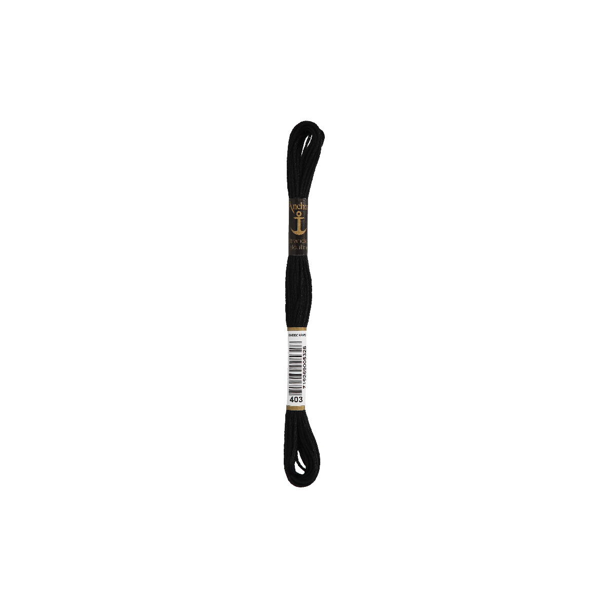 Anchor Sticktwist 8m, zwart, katoen, kleur 403, 6-draads