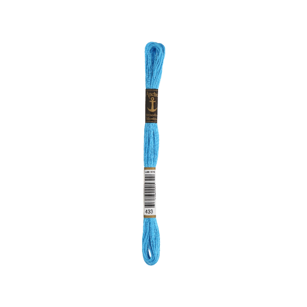 Anchor Bordado twist 8m, azul-turquesa, algodón, color 433, 6-hilo