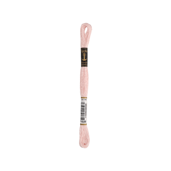 Anchor Bordado twist 8m, rosa pálido, algodón, color 1026, 6-hilo