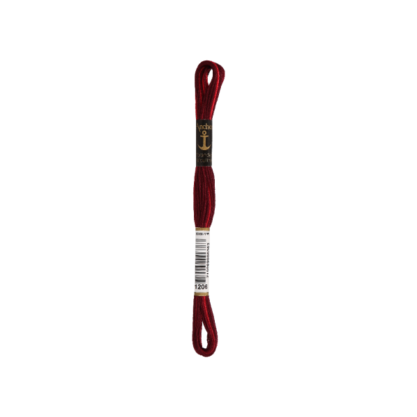 Anchor Sticktwist 8m, dkl rot ombre, Baumwolle, Farbe 1206, 6-fädig