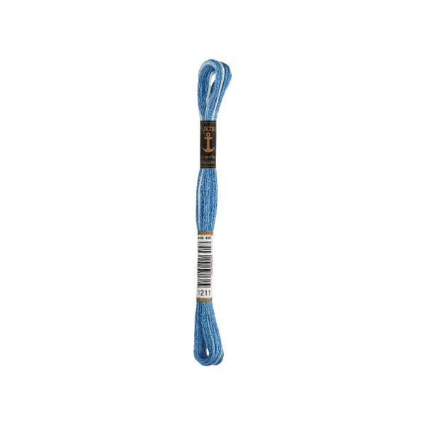 Anchor мулине 8m, светло-голубой омбре, Хлопок,  цвет 1211, 6-ниточный