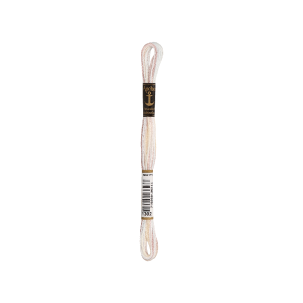 Anchor Sticktwist Multi 8m, wit, marmer, katoen, kleur 1302, 6-draads