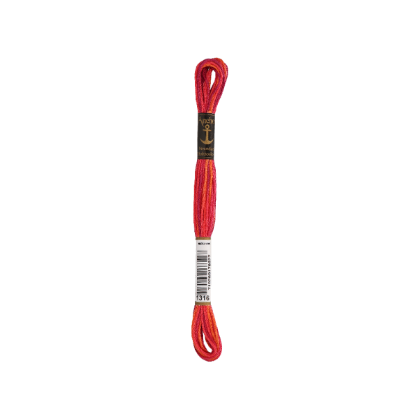 Anchor Sticktwist Multi 8m, red fire, Baumwolle, Farbe 1316, 6-fädig