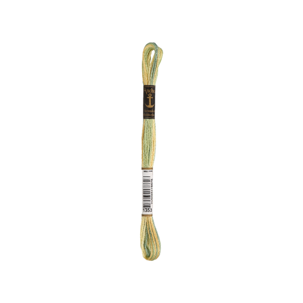 Anchor Sticktwist Multi 8m, muntgroen-geel, katoen, kleur 1353, 6-draads