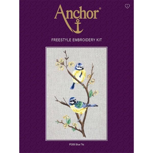 Anchor stamped Satin Stitch kit "Blue Tits", DIY