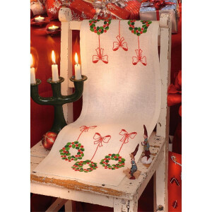 Anchor stamped Satin Stitch kit Table runner "Three...