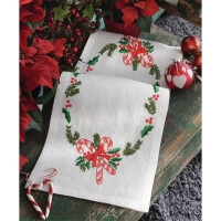 Anchor stamped Satin Stitch kit Table runner "Christmas Candy", DIY