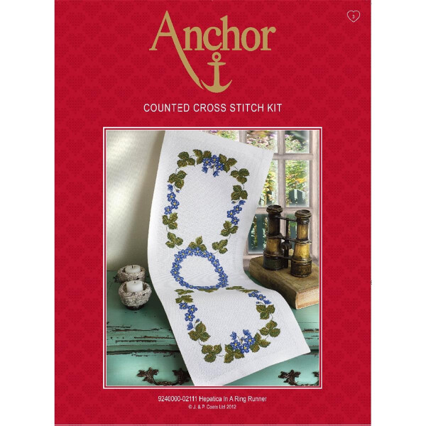 Anchor counted Cross Stitch kit Table runner "Hepatica Ring", DIY