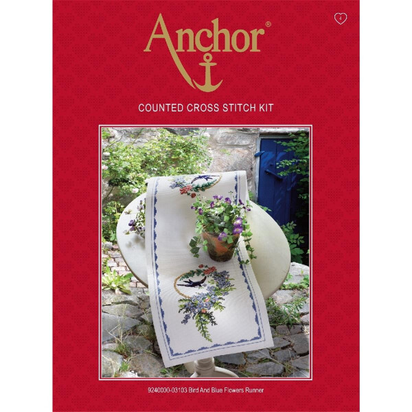 Anchor counted Cross Stitch kit Table runner "Swallow", DIY