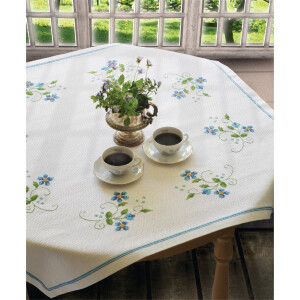 Anchor counted Cross Stitch kit Tablecloth "Blue Flowers", DIY