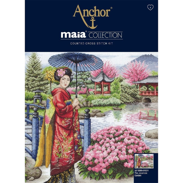 Anchor Collection Maia, set de point de croix "Le jardin japonais", modèle de point de comptage