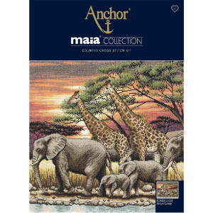 Anchor Collection Maia Set de point de croix "Coucher de soleil africain", modèle de comptage