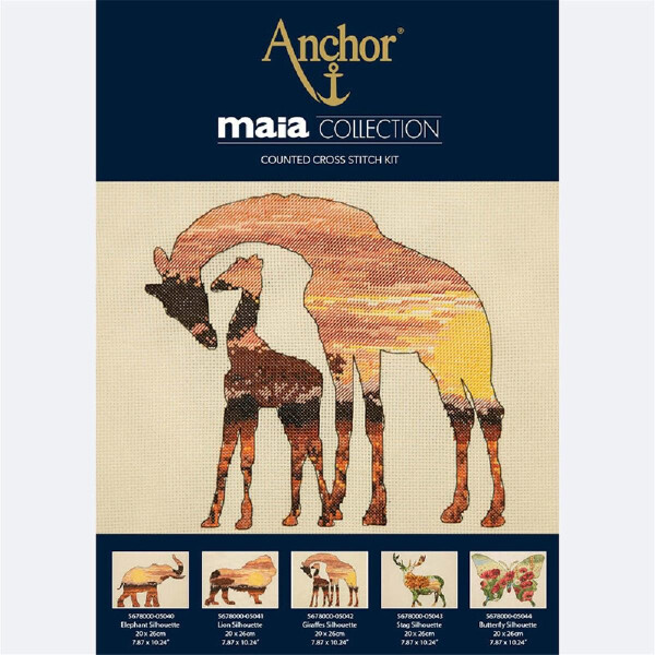 Anchor Collection Maia Set de point de croix "Silhouette de girafe", modèle de comptage