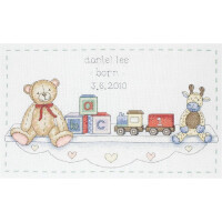 Anchor counted Cross Stitch kit "The Toy Shelf Birth Sampler", DIY