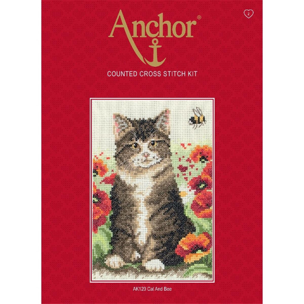 Набор для вышивания крестом Anchor "Кот и пчела", счетная схема