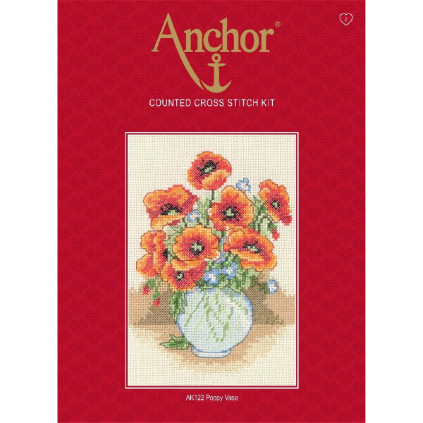 Anchor counted Cross Stitch kit "Poppy Vase", DIY