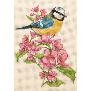 Anchor counted Cross Stitch kit "Bluetit and Blossom", DIY