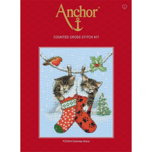Набор для вышивания крестом Anchor "Рождественский котенок", счетная схема