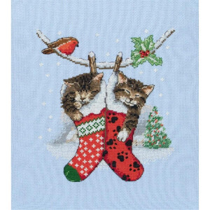 Anchor counted Cross Stitch kit "Christmas Kittens", DIY