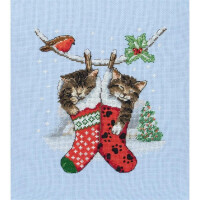 Набор для вышивания крестом Anchor "Рождественский котенок", счетная схема