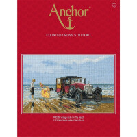 Anchor Set de point de croix "Avec voiture rétro sur la plage", modèle de point de comptage